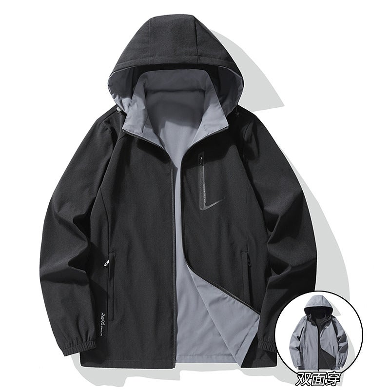 Middle-Aged Men'S Outwear Business Casual Spring & Fall Hooded Reversible Outwear Men'S Dad Wear Reversible Jacket Top - Image 2